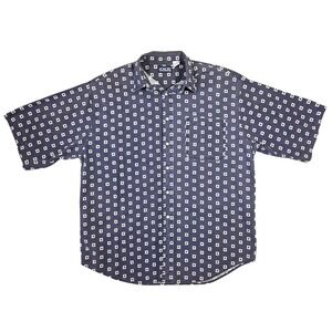 Honors Mens Vintage Geometric Print Short Sleeve Button Down Shirt L Skater Punk